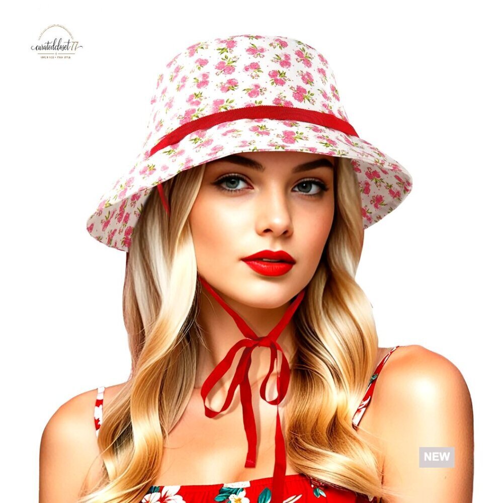 Reversible Packable Bucket Hat with Adjustable Strap for Women